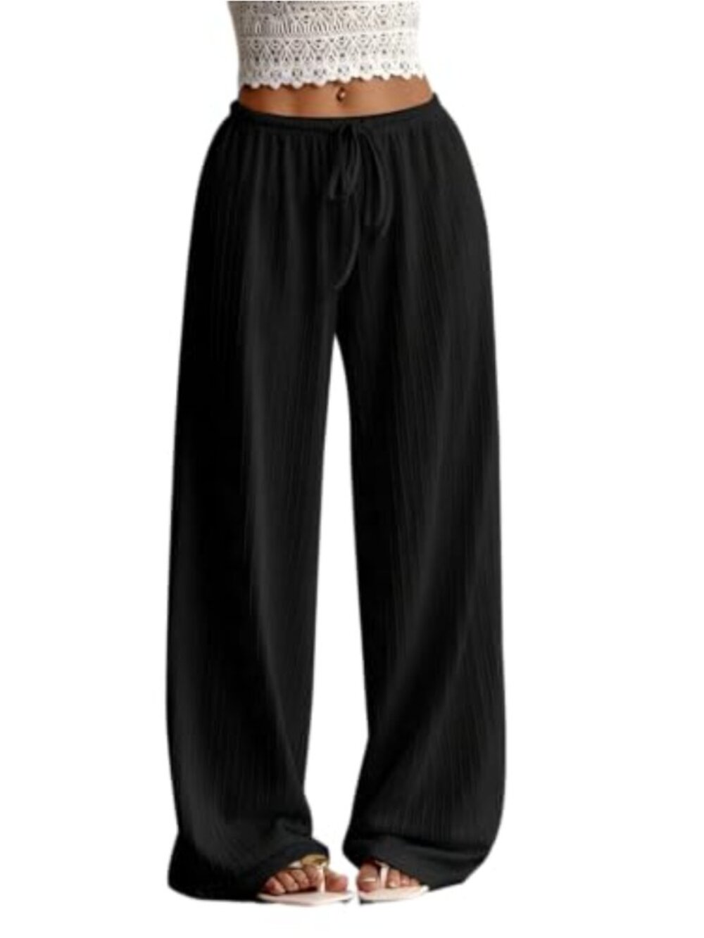 Wide Leg Sweatpants Drawstring Waist Straight Loose Workout Pants